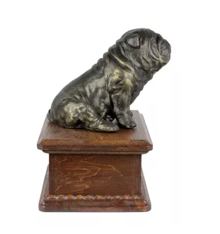 Bulldog, Bulldog anglais - urne pour les cendres d'un chien avec une statuette, urne personnalisée en bois, petite urne pour les cendres de chien de la marque Art-Dog