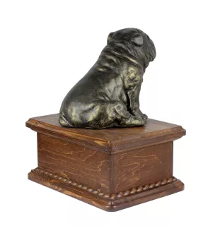 Bulldog, Bulldog anglais - urne pour les cendres d'un chien avec une statuette, urne personnalisée en bois, petite urne pour les cendres de chien de la marque Art-Dog