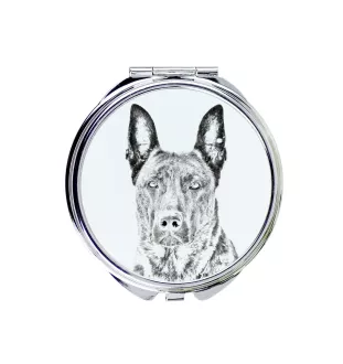 Holländischer Schäferhund, Hollandse Herdershond - Taschenspiegel mit Hund, personalisierter Taschenspiegel, kompakter Spiegel mit Art-Dog-Logo