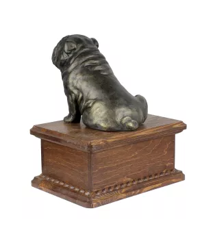 Bulldog, English Bulldog, British Bulldog - urn for dog ashes with a statuette, personalized wooden urn, small urn for dog ashes by Art-Dog brand