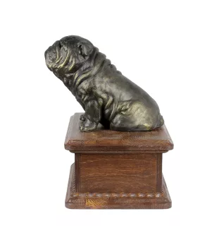 Bulldog, Bulldog anglais - urne pour les cendres d'un chien avec une statuette, urne personnalisée en bois, petite urne pour les cendres de chien de la marque Art-Dog