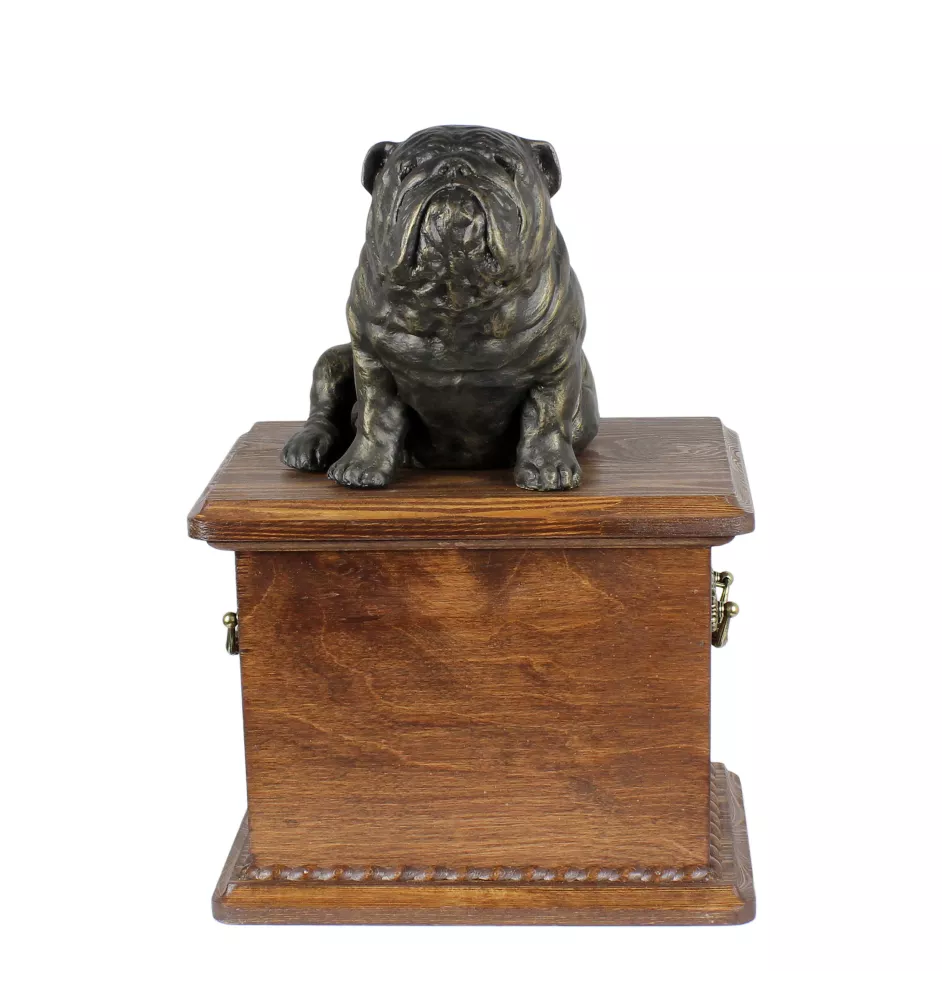Bulldog, English Bulldog, British Bulldog - urn for dog ashes, wooden urn with a dog silhouette, classic urn for dog ashes by Art-Dog brand