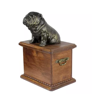 Bulldog, Englische Bulldogge - Hund Ascheurne, Holzurne mit Hundesilhouette, klassische Hund Ascheurne von der Marke Art-Dog