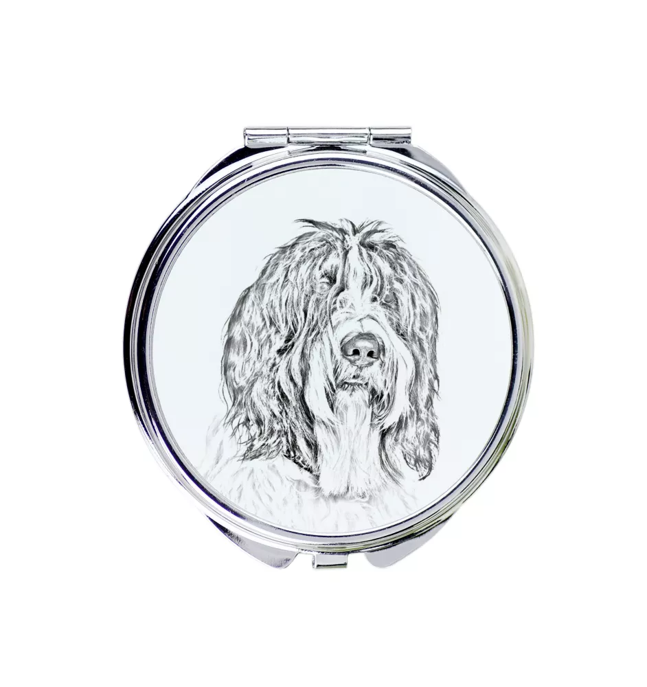 Schapendoes, Niederländischer Schapendoes - Taschenspiegel mit Hund, personalisierter Taschenspiegel, kompakter Spiegel mit Art-Dog-Logo