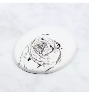 Bulldog, Bulldog anglais - une plaque commémorative avec une photo de chien, une plaque funéraire avec une impression, une plaque ovale personnalisée de la marque Art-Dog