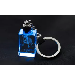 Bulldog, English Bulldog, British Bulldog - Crystal key ring with dog photo, illuminated key ring, unique gift by Art-Dog brand
