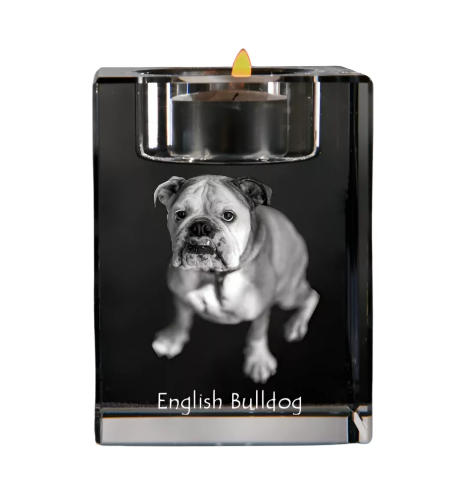 Buldog świecznik kryształowy z psem Art-Dog