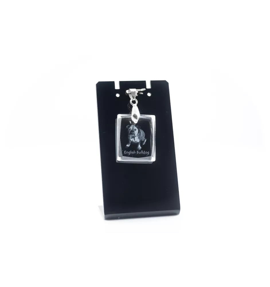 Bulldog, English Bulldog, British Bulldog - Crystal dog pendant, photo necklace, unique jewellery by Art-Dog