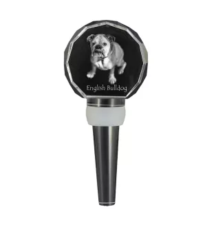 Bulldog, English Bulldog, British Bulldog - Crystal bottle stopper, unique wine stopper with photo, personalised gift for sommelier by Art-Dog brand