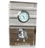 Bulldog, English Bulldog, British Bulldog - glass clock with a photo, photo of a dog in crystal, personalized standing office clock by Art-Dog brand
