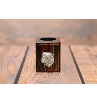 Bulldog, English Bulldog, British Bulldog II - wooden candle holder with a dog, a unique souvenir after losing a dog, a handicraft from the Art-Dog brand