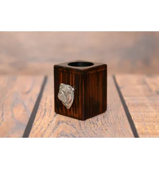 Bulldog, English Bulldog, British Bulldog II - wooden candle holder with a dog, a unique souvenir after losing a dog, a handicraft from the Art-Dog brand