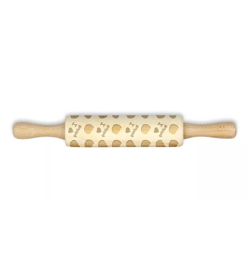 Bulldog - small rolling pin with a dog pattern, a rolling pin for children's dough, decorating ceramic clay by Art-Dog brand