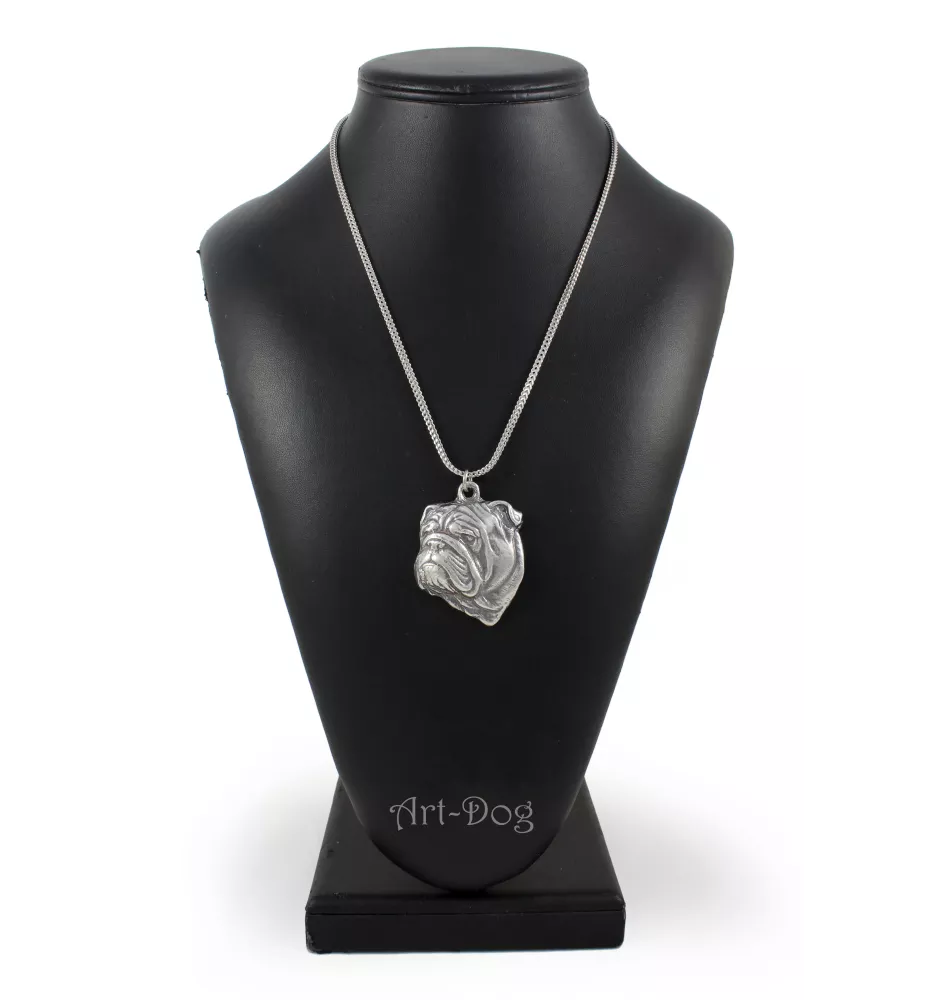 Bulldog, Englische Bulldogge II - Halskette mit Hund, Hundeanhänger an einer silbernen Kette, einzigartiger Schmuck der Marke Art-Dog