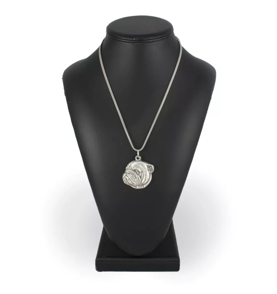 Bulldog, Bulldog anglais III - un collier avec un chien, un pendentif de chien sur une chaîne en argent, un bijou unique de la marque Art-Dog
