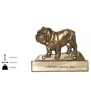 Bulldog, Bulldog anglais I - plaque d'adresse avec chien, plaque de nom en laiton, plaque de porte personnalisée avec le nom de la marque Art-Dog