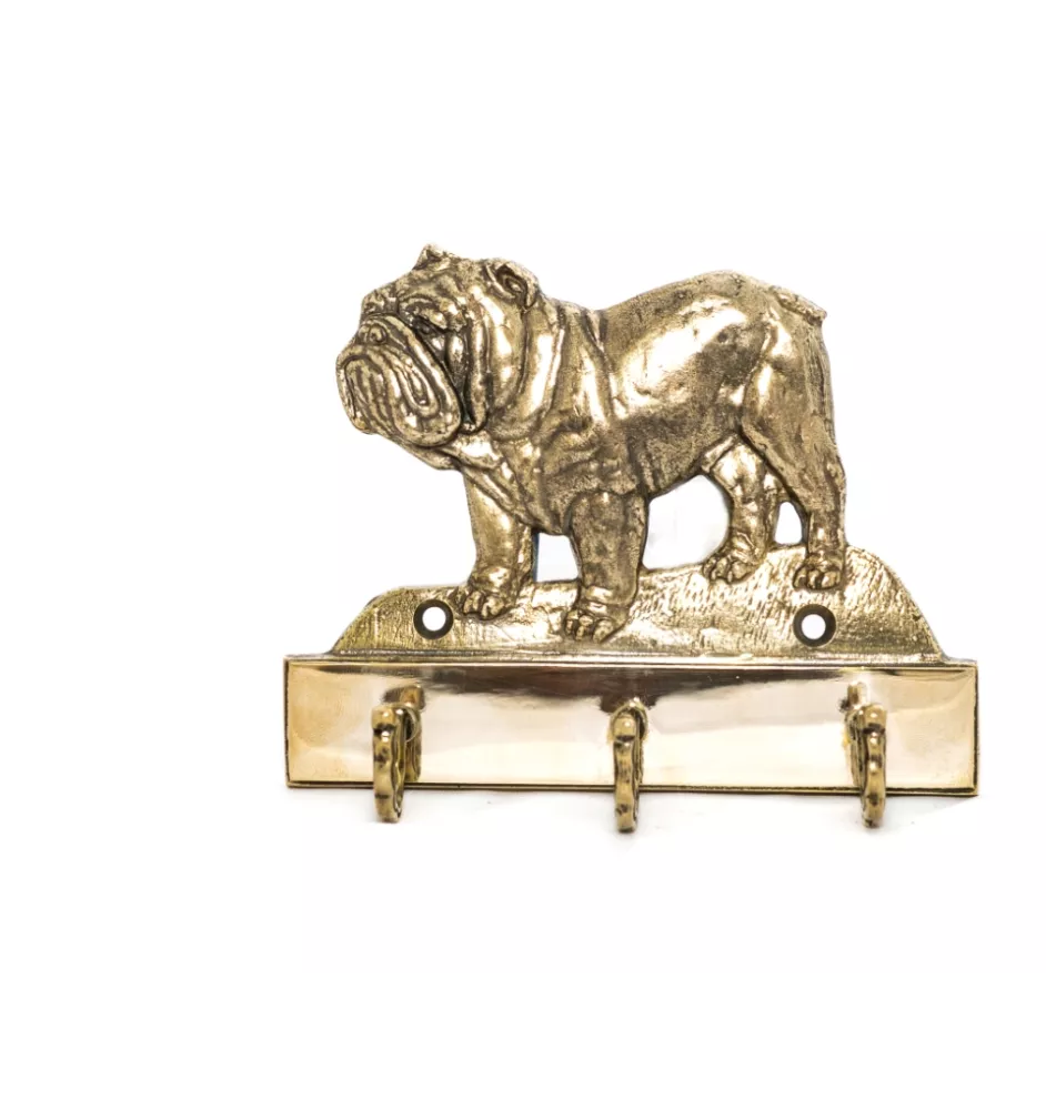 Bulldog, English Bulldog, British Bulldog - key holder with a dog, brass handle for dog accessories, an elegant decoration for the hallway from the Art-Dog brand.