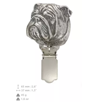 Bulldog, Englische Bulldogge - Brosche mit Clip, Startnummernhalter, versilberte Anstecknadel für Hundeausstellungen der Marke Art-Dog