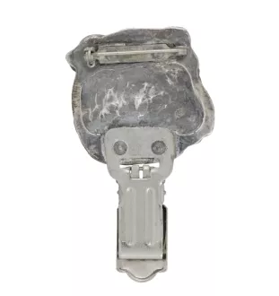 Bulldog, English Bulldog, British Bulldog - brooch with a clip, holder for a start number, silver-plated dog show pin from the Art-Dog brand