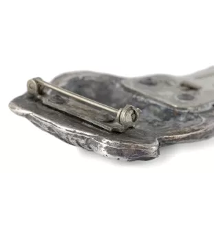 Bulldog, English Bulldog, British Bulldog - brooch with a clip, holder for a start number, silver-plated dog show pin from the Art-Dog brand
