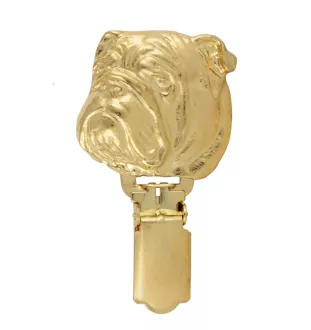 Bulldog, Englische Bulldogge - Brosche mit Clip, vergoldeter Startnummernhalter, Geschenk für Hundeausstellung der Marke Art-Dog