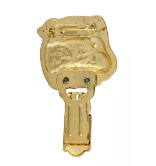 Bulldog, Englische Bulldogge - Brosche mit Clip, vergoldeter Startnummernhalter, Geschenk für Hundeausstellung der Marke Art-Dog