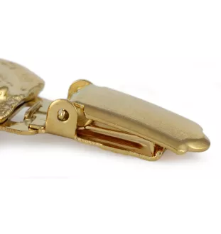 Bulldog, Englische Bulldogge - Brosche mit Clip, vergoldeter Startnummernhalter, Geschenk für Hundeausstellung der Marke Art-Dog