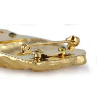 Bulldog, English Bulldog, British Bulldog - brooch with a clip, gold-plated holder for a start number, a gift for a dog show by Art-Dog brand.