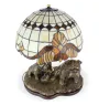 Bulldog, Englische Bulldogge - Lampe mit einem Lampenschirm aus Tiffanyglas, Tischlampe mit einer Hunde-Statuette, Inneneinrichtung im Retro-Stil der Marke Art-Dog