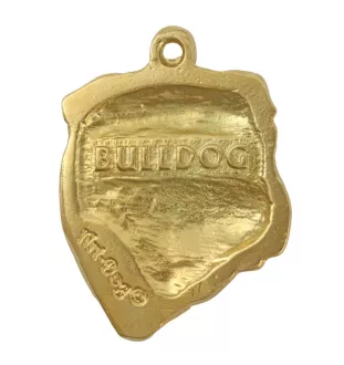 Bulldog, Bulldog anglais II - porte-clés et collier avec chien dans une boîte, produit plaqué or de haute qualité, marque Art-Dog