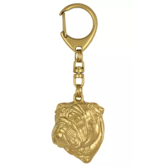 Bulldog, English Bulldog, British Bulldog II - keychain and necklace with a dog in a box, high-quality gold-plated product, Art-Dog brand