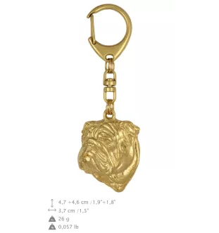 Bulldog, Englische Bulldogge II - Schlüsselanhänger und Halskette mit Hund in einer Box, vergoldetes Produkt von hoher Qualität, Marke Art-Dog