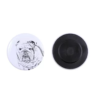 Bulldog, Englische Bulldogge Magnet mit einem Hundepfotenabdruck, außergewöhnlich leicht, starker Magnet, handgefertigtes Produkt der Marke Art-Dog