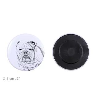 Bulldog, Englische Bulldogge Magnet mit einem Hundepfotenabdruck, außergewöhnlich leicht, starker Magnet, handgefertigtes Produkt der Marke Art-Dog