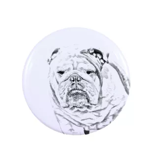 Bulldog, Englische Bulldogge Magnet mit einem Hundepfotenabdruck, außergewöhnlich leicht, starker Magnet, handgefertigtes Produkt der Marke Art-Dog