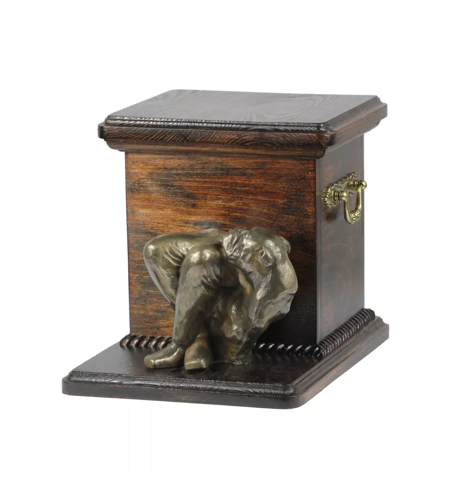 Bulldog urna wykonana z drewna z psem Art-Dog