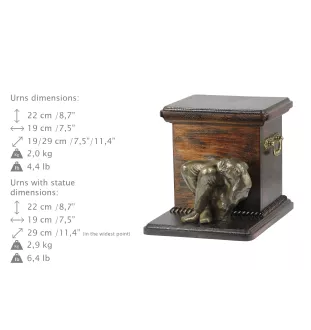 Bulldogge - Eine Urne für die Asche eines Hundes mit einer Statuette, eine elegante Urne für einen Hund, eine außergewöhnliche Urne mit dem Porträt eines Hundes von der Marke Art-Dog.