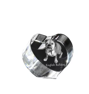 Bulldog, English Bulldog, British Bulldog - a photo of a dog in crystal, crystal heart, unique photo frame from the Art-Dog brand