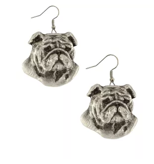 Buldog angielski kolczyki posrebrzane z psem Art-Dog