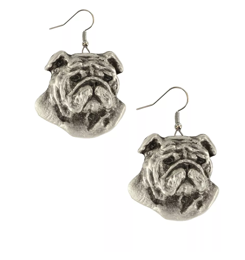 Buldog angielski kolczyki posrebrzane z psem Art-Dog