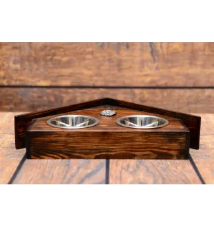 Buldog angielski drewniany stojak na miski w ksztalcie budy Art-Dog