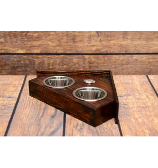 Bulldog, Bulldog anglais III - support en bois avec des bols pour chien, bols pour chien décoratifs, cadeau pour l'adoption d'un chien de la marque Art-Dog