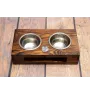 Bulldog, English Bulldog, British Bulldog I - wooden stand with bowls for a dog, steel dog bowls, a gift for adopting a dog from the Art-Dog brand