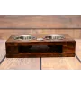 Bulldog, English Bulldog, British Bulldog I - wooden stand with bowls for a dog, steel dog bowls, a gift for adopting a dog from the Art-Dog brand