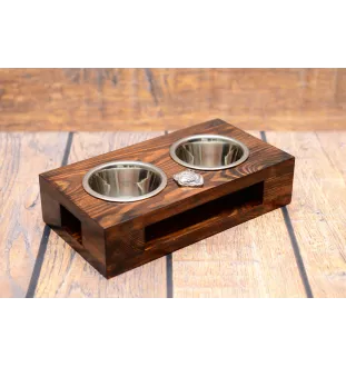 Bulldog, Englische Bulldogge II - Holzständer mit Näpfen für Hunde, Edelstahlnäpfe, Geschenk zur Adoption eines Hundes von der Marke Art-Dog