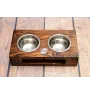 Bulldog, English Bulldog, British Bulldog III - wooden stand with bowls for a dog, steel dog bowls, a gift for adopting a dog from the Art-Dog brand