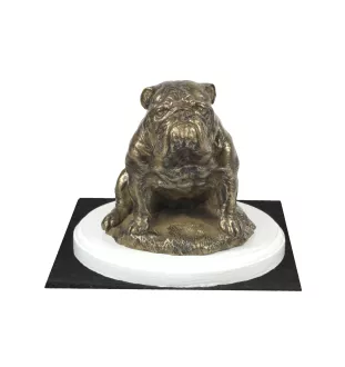 Bulldog III - statuette de chien, figurine sur un socle blanc, trophée pour exposition de chiens de la marque Art-Dog