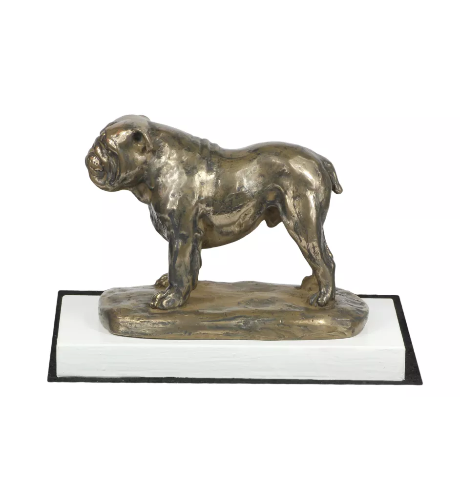 Bulldog, English Bulldog, British Bulldog - dog figurine, figure on a white base, trophy for Art-Dog dog show exhibition