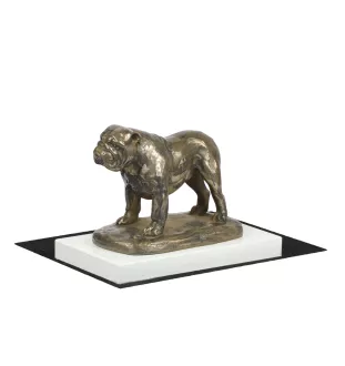 Bulldog, Bulldog anglais - statuette de chien, figurine sur un socle blanc, trophée pour exposition de chiens de la marque Art-Dog