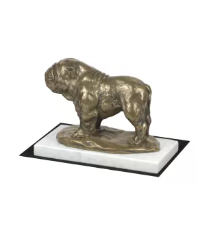 Bulldog I - dog figurine, statue on white marble, trophy for Art-Dog dog show exhibition